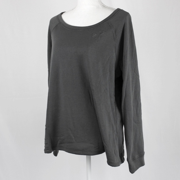 VENUS NWOT Buckle Detail Ripped Sweatshirt Grey - Picture 5 of 8